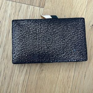 Sophisticated Black Glitter Clutch with Gold Chain - Perfect for Evenings